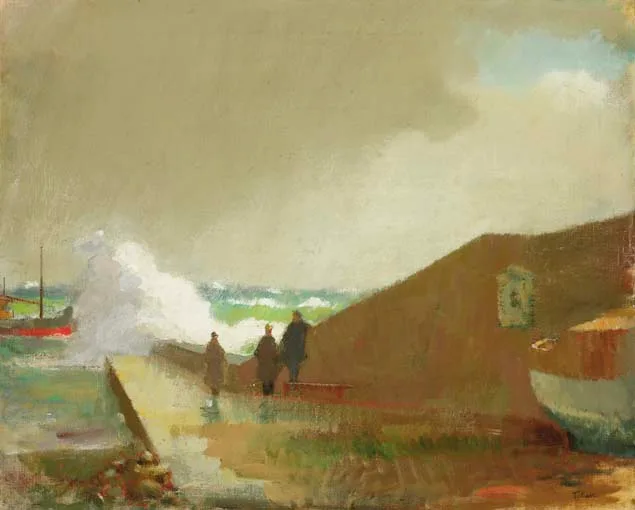 THE JETTY by Tom Carr, oil on canvas, sold Apr 2005