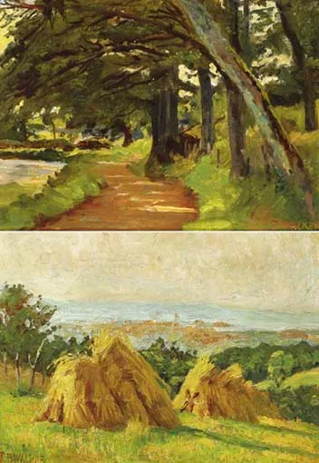 Thomas Bond Walker, NEW FORGE ON THE LAGAN and VIEW OF BELFAST WITH HAYSTACKS IN THE FOREGROUND (A PAIR), oil on canvas laid on board (1) and oil on panel (1)