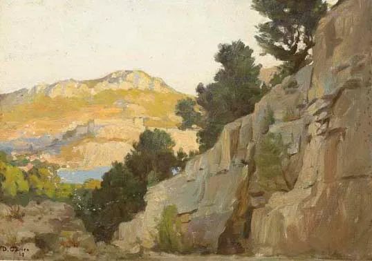 FROM THE QUARRY, CASSIS by Dermod O'Brien, oil on canvas, sold Apr 2005