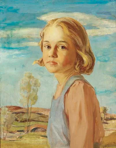 Hazel Lavery, PORTRAIT OF A YOUNG GIRL, oil on canvas (with an unfinished portrait of woman on rever