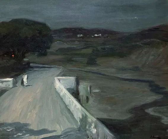 MOONLIGHT - THE BRIDGE by John Lavery, oil on canvas, sold Apr 2005