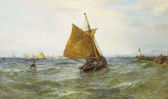 Edwin Hayes, IRISH TRAWLERS IN DUBLIN BAY, oil on canvas