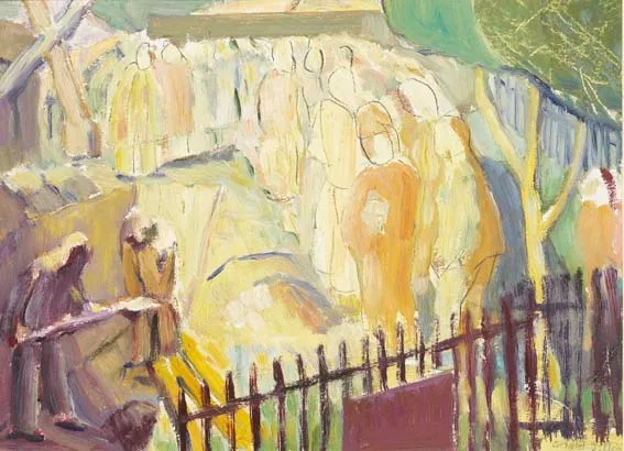 THE BURIAL by Gerard Dillon, oil on paper, sold Apr 2005
