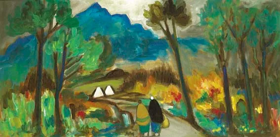 MOURNE MOUNTAINS by Markey Robinson, oil on panel, offered Apr 2005