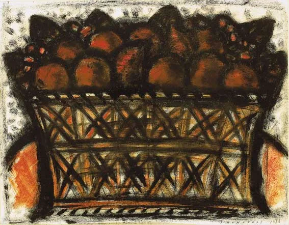FRUIT BASKET by Neil Shawcross, watercolour and gouache, offered Apr 2005