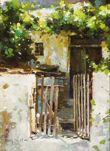 UNDER VINES by Mark O'Neill, oil on board, sold Apr 2005