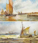 Edwin Hayes, SAILING VESSELS OFF A SHORE (A PAIR)