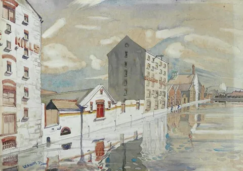 Harry Kernoff, BOLAND'S MILLS, watercolour over pencil