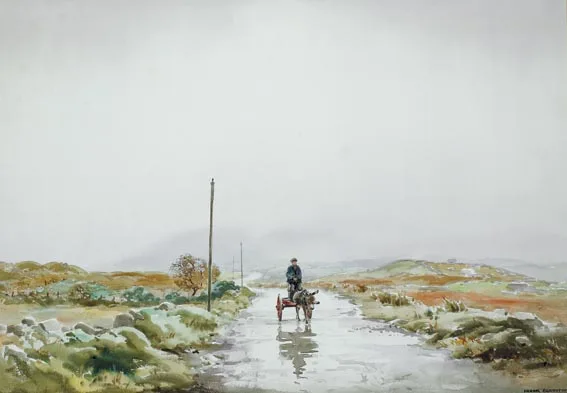 Frank Egginton, A WET DAY, WESTCOVE, COUNTY KERRY, watercolour over pencil