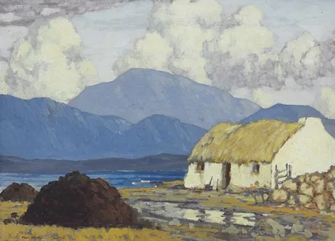 Paul Henry, COTTAGES ON KILLARY BAY, oil on panel