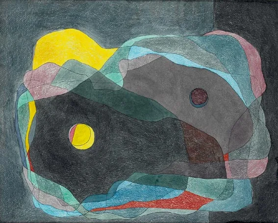 Kenneth Hall, ABSTRACT COMPOSITION, pastel, pen and ink on paper