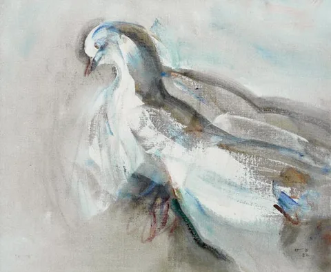 Louis le Brocquy, WOUNDED PIGEON, oil on canvas