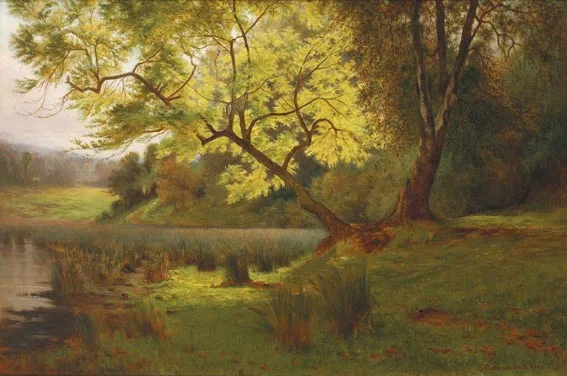 Stephen Catterson Smith, ON THE BANKS OF THE DODDER, COUNTY DUBLIN, oil on canvas