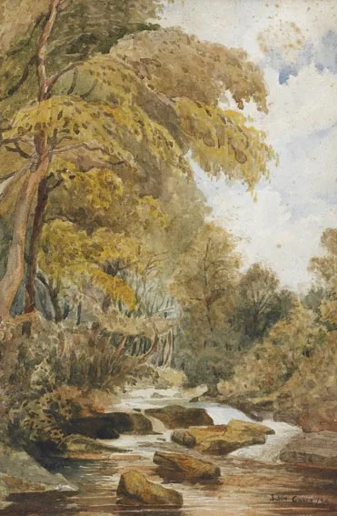 Seán O'Casey, RIVER LANDSCAPE, watercolour over pencil on paper
