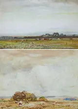 Claude Hayes, VIEW OF CAMBER CASTLE, RYE and HAYMAKING NEAR TEWKESBURY, GLOUCESTERSHIRE (A PAIR)