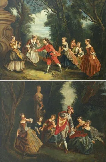 BLIND MAN'S BLUFF (A PAIR) by Nicolas Lancret, oil on canvas (2), sold Feb 2005