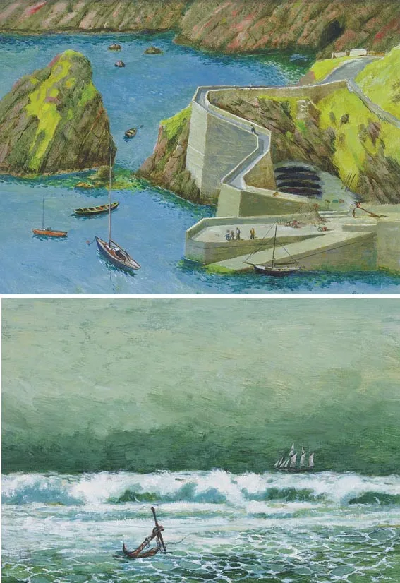 John Ryan, THE LOST ANCHOR and THE LANDING PLACE, DUNQUIN, DINGLE, COUNTY KERRY (A PAIR), acrylic on board