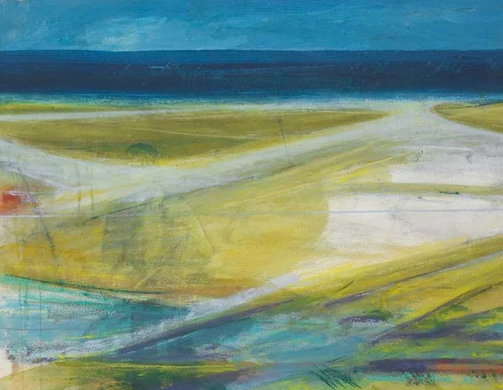 SAND AND SEA by Clement McAleer, acrylic and pastel on paper, offered Feb 2005