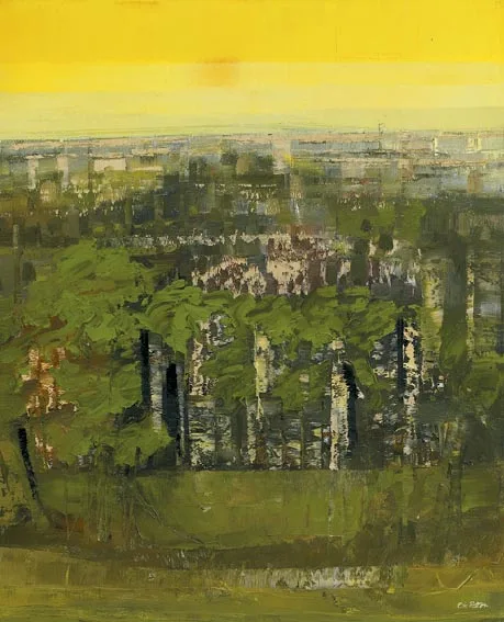 CITY EVENING by Eric Patton, oil on canvas, sold Feb 2005