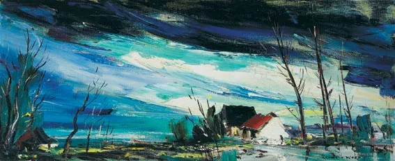 STORM LANDSCAPE by Kenneth Webb, oil on canvas, sold Feb 2005