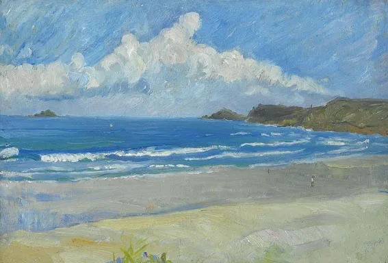 CAPE CORNWALL by Estella Solomons, oil on canvas laid on board, offered Feb 2005