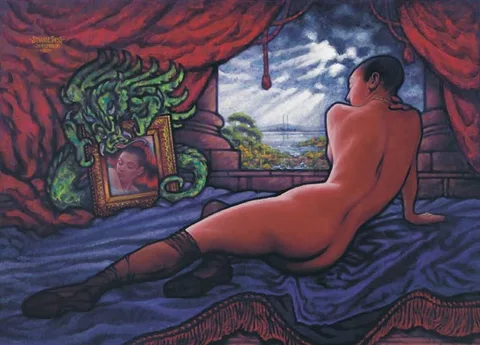 Jim Fitzpatrick, STRANGE DAYS, oil on canvas