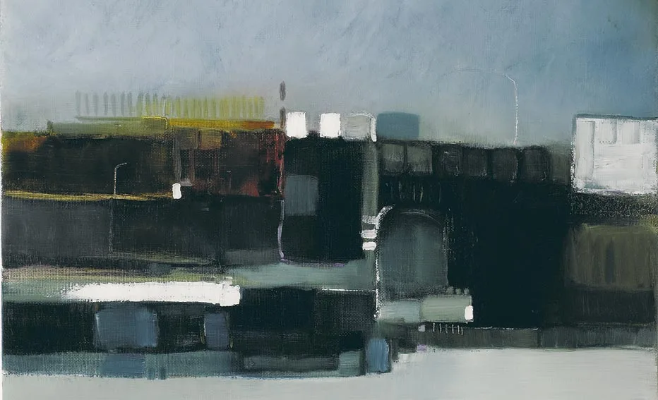 BUSY HARBOUR by Michael Gemmell, oil on linen, sold Nov 2004