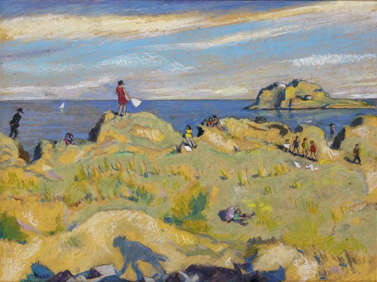 Harry Kernoff, PORTMARNOCK, SUMMER 1928, oil pastel on board