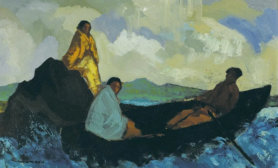 James MacIntyre, CONNEMARA PEASANTS, 1950, oil on board