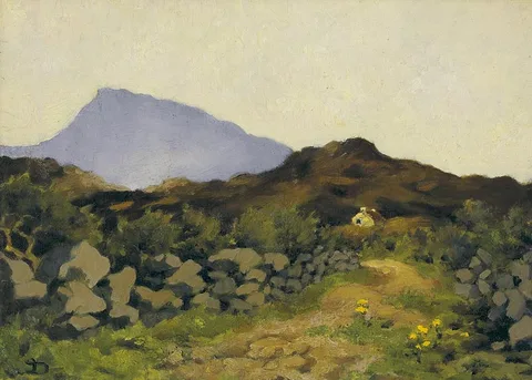 MUCKISH FROM MARBLE HILL, COUNTY DONEGAL by Lilian Lucy Davidson, oil on canvas laid on board, sold Nov 2004