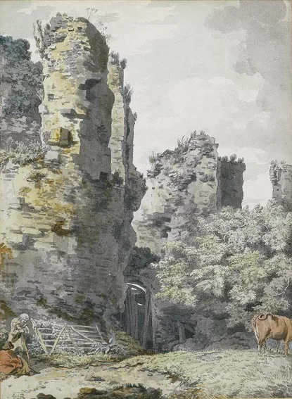 Francis Wheatley, RUINED CASTLE, IRELAND, pen and ink with wash