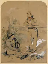 Erskine Nicol, A PAIR OF RUSTICS BY A FENCE