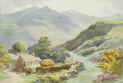 Gladys Wynne, A FARM IN THE WICKLOW MOUNTAINS, watercolour
