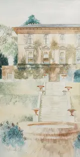 Patrick Hennessy, VIEW OF A COUNTRY HOUSE WITH TERRACE GARDEN AND STEPS