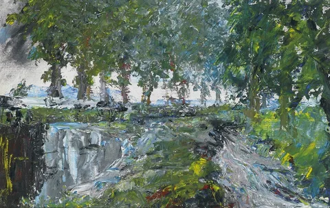 Jack Butler Yeats, THE OVERFLOW OF THE CANAL 1942, oil on panel
