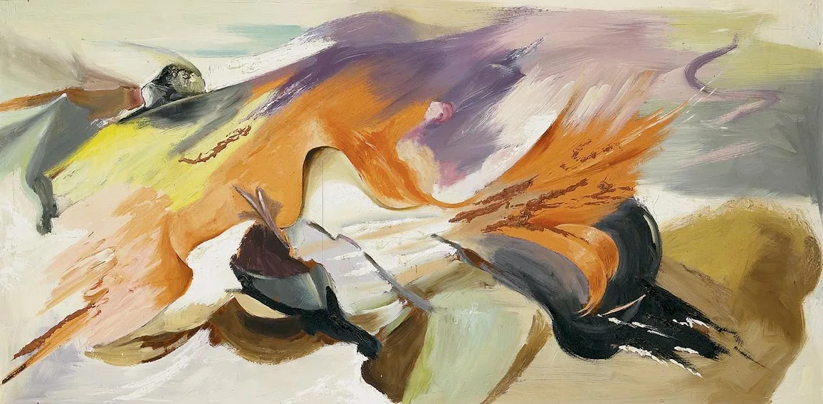 EXPRESSIONIST LANDSCAPE by Yann Goulet, oil on board, offered Nov 2004