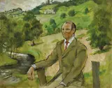 Derek Hill, PORTRAIT OF A GENTLEMAN SEATED IN A LANDSCAPE