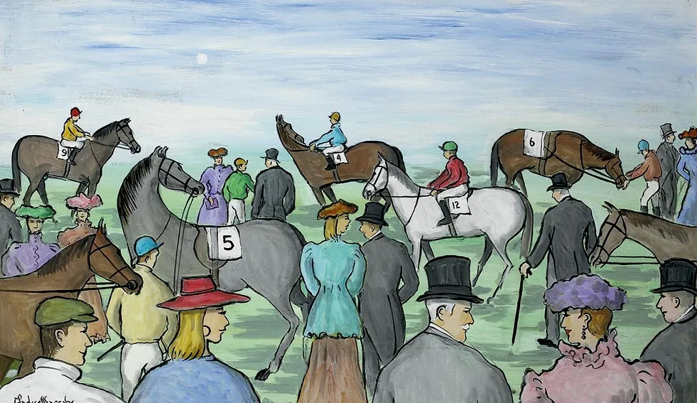 Gladys Maccabe, PARADE RING, LADIES' DAY, PUNCHESTOWN, c.1907, oil on board