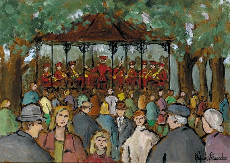 THE BANDSTAND by Gladys Maccabe, oil on board, sold Nov 2004