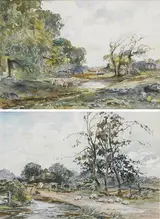Claude Hayes, SHEEP GRAZING BY A RIVER and CATTLE WADING (A PAIR)