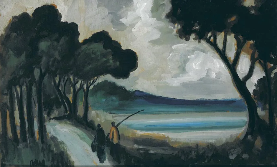 GOING FISHING by Markey Robinson, oil on board, offered Nov 2004