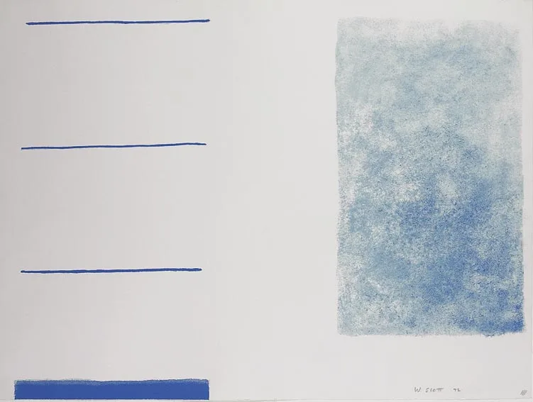 ABSTRACT IN BLUE by William Scott, lithograph, sold Nov 2004
