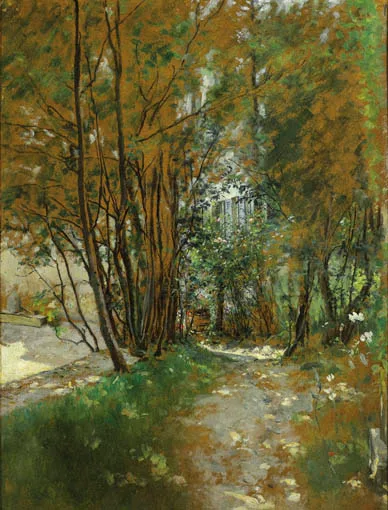 GARDEN PATH by William John Hennessy, oil on board, offered Sep 2004