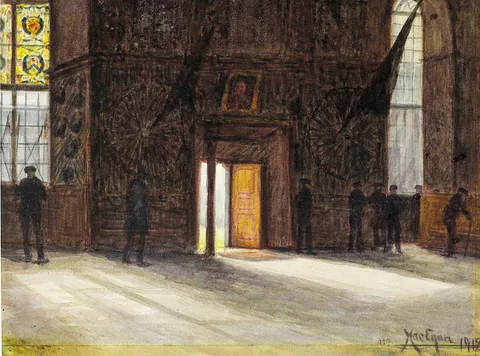 Darius Joseph MacEgan, PENSIONERS IN THE ROYAL HOSPITAL, KILMAINHAM, watercolour and pencil
