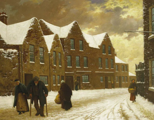 Joseph Malachy Kavanagh, OLD DUBLIN - MARROWBONE LANE, oil on canvas