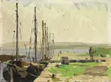 Charles Vincent Lamb, FISHING BOATS MOORED AT CARRAROE PIER, COUNTY GALWAY