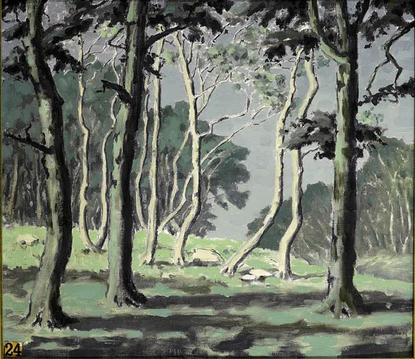 A STUDY OF TREES by Mabel Young, oil on Reeves and Sons canvas board, offered Sep 2004