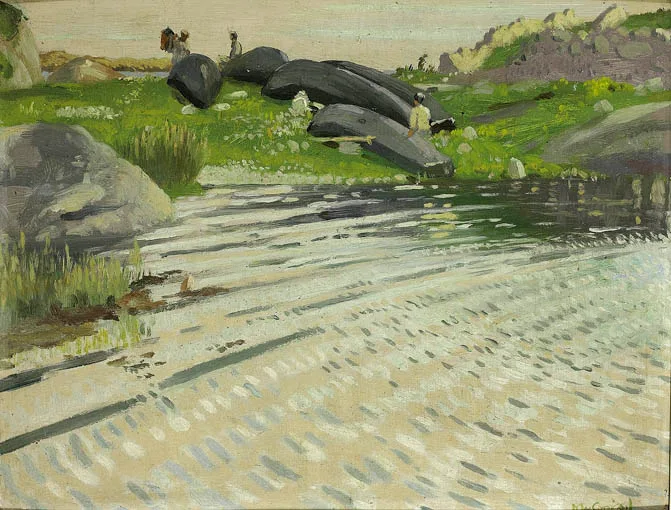 RURAL LANDSCAPE by George Campbell, watercolour, sold Sep 2004