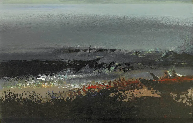 THE TIDE CAN WAIT by Daniel O'Neill, oil on panel, sold Sep 2004