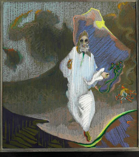 Patrick Pye, THE FISHERMAN'S MASTER, pastel on tinted paper